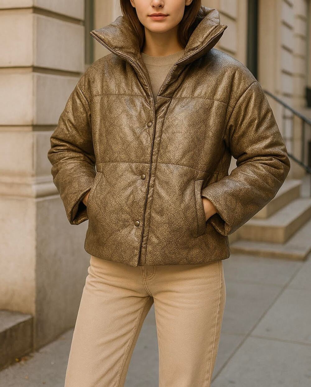 Nanushka Hide Jacket Vegan Leather Puffer Coat